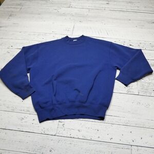 Vintage BVD Blank Sweatshirt Size XL Blue Fleece USA Made Crew Neck